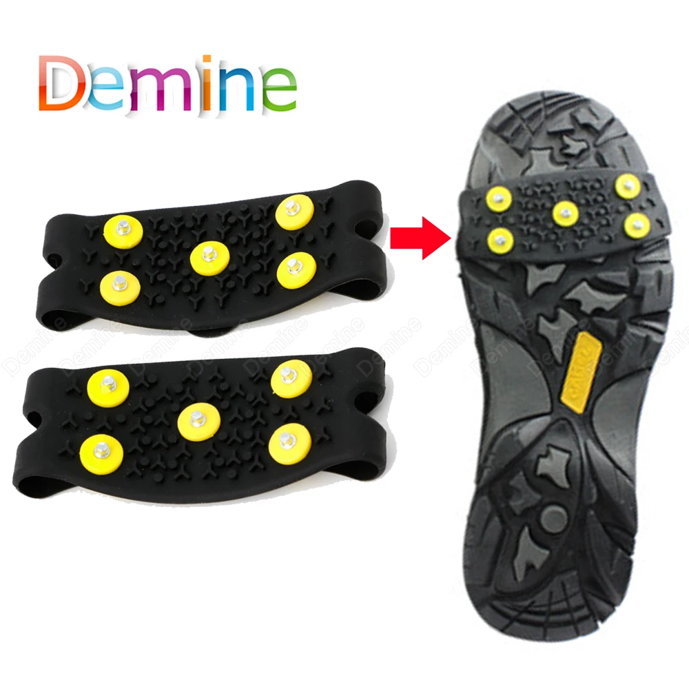 

5-Stud Snowshoes Ice Claws Climbing Anti-Slip Spikes Grips Crampons Cleats Shoes Cover for Women Men Winter Boots Ice Gripper