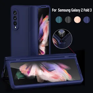 armor matte shockproof phone case for samsung galaxy z fold 3 5g 360 full protect tempered glass film cover for galaxy z fold3 free global shipping