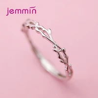 authetnic pure 925 sterling silver open rings tree leaves thorns silver rings for women party wedding jewelry gift
