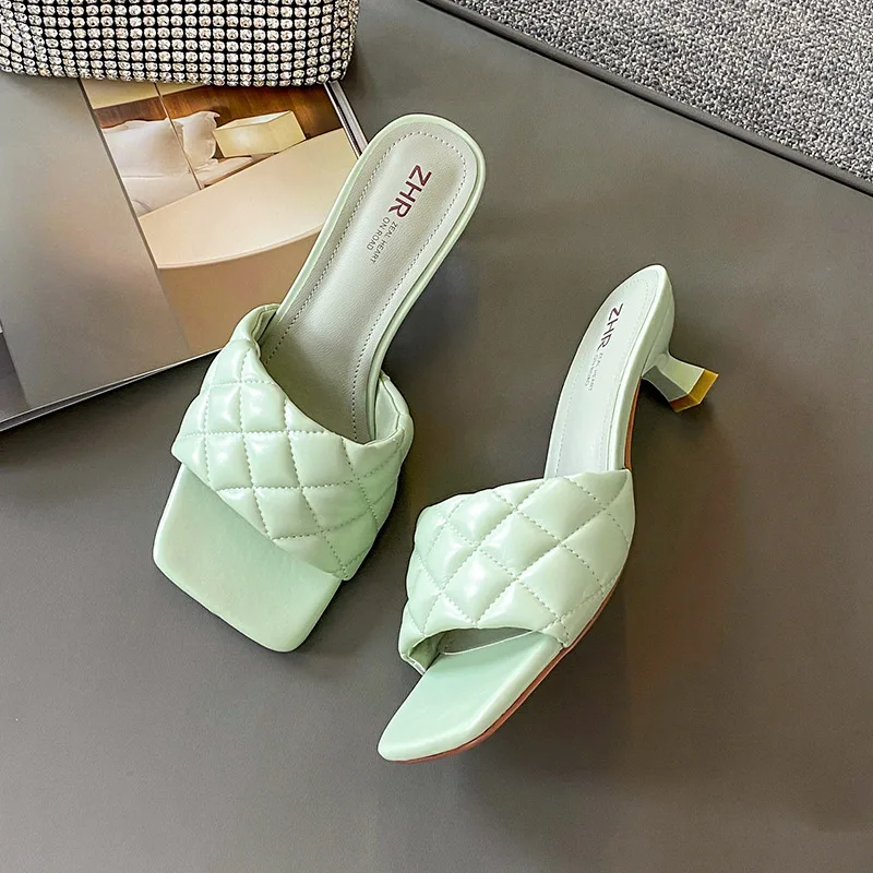 

Женские туфли без задника; Роскошные пикантные тапки из кожи пу; Женские модельные туфли с квадратным носком без застежки; Дизайнерские шле...