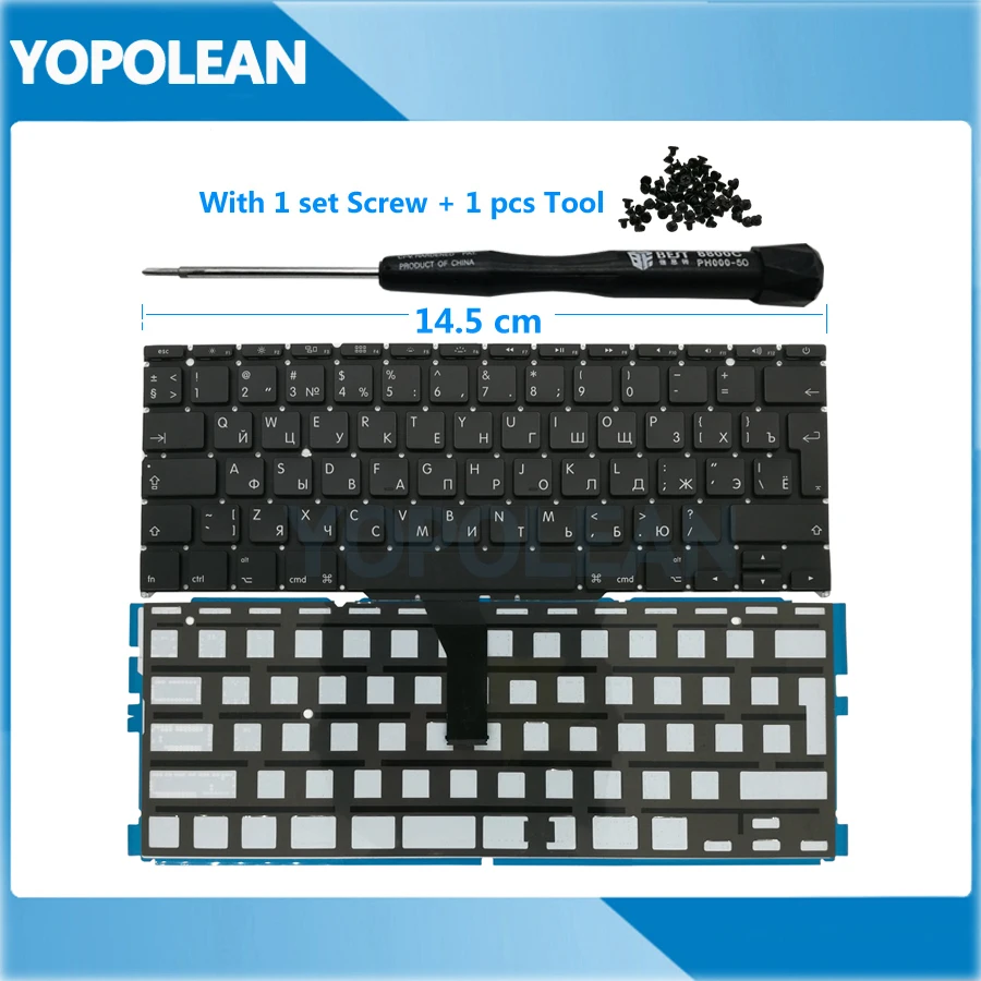 Новая русская клавиатура с большим входом и подсветкой для Macbook Air 11 дюймов A1465 A1370
