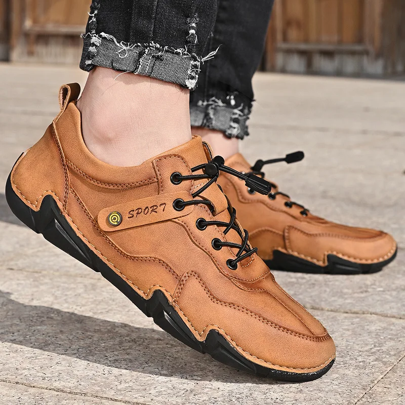 

Кожаная обувь, мужские лоферы, 2021, модные мокасины без шнуровки, уличная мужская обувь, мужская повседневная обувь для вождения, мужская обу...