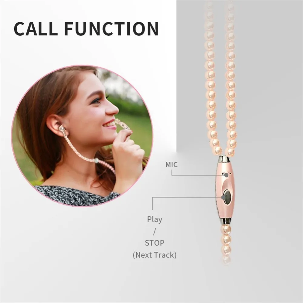 Ювелирные украшения со стразами жемчужное ожерелье наушники с микрофоном