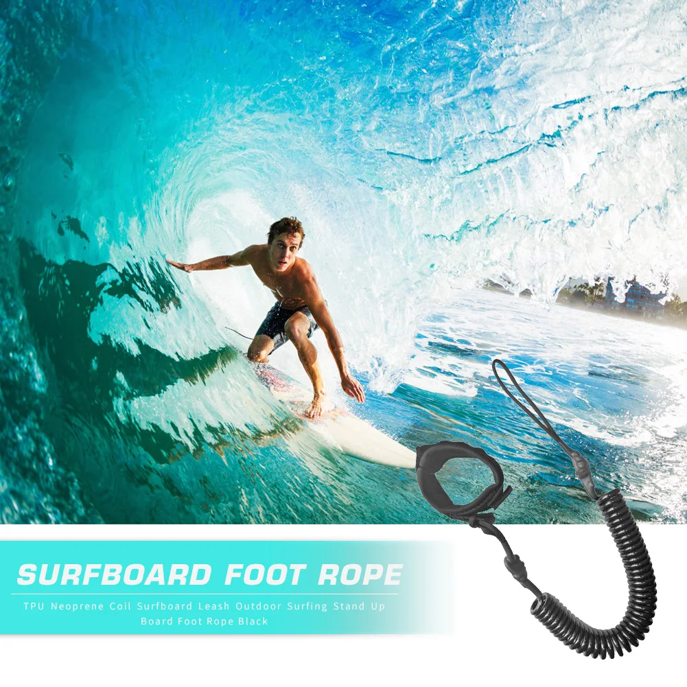 

10ft Coil Surfboard Leash with Sufficient Durability and Toughness TPU Neoprene Surfing Stand Up Board Leash Wire Rope