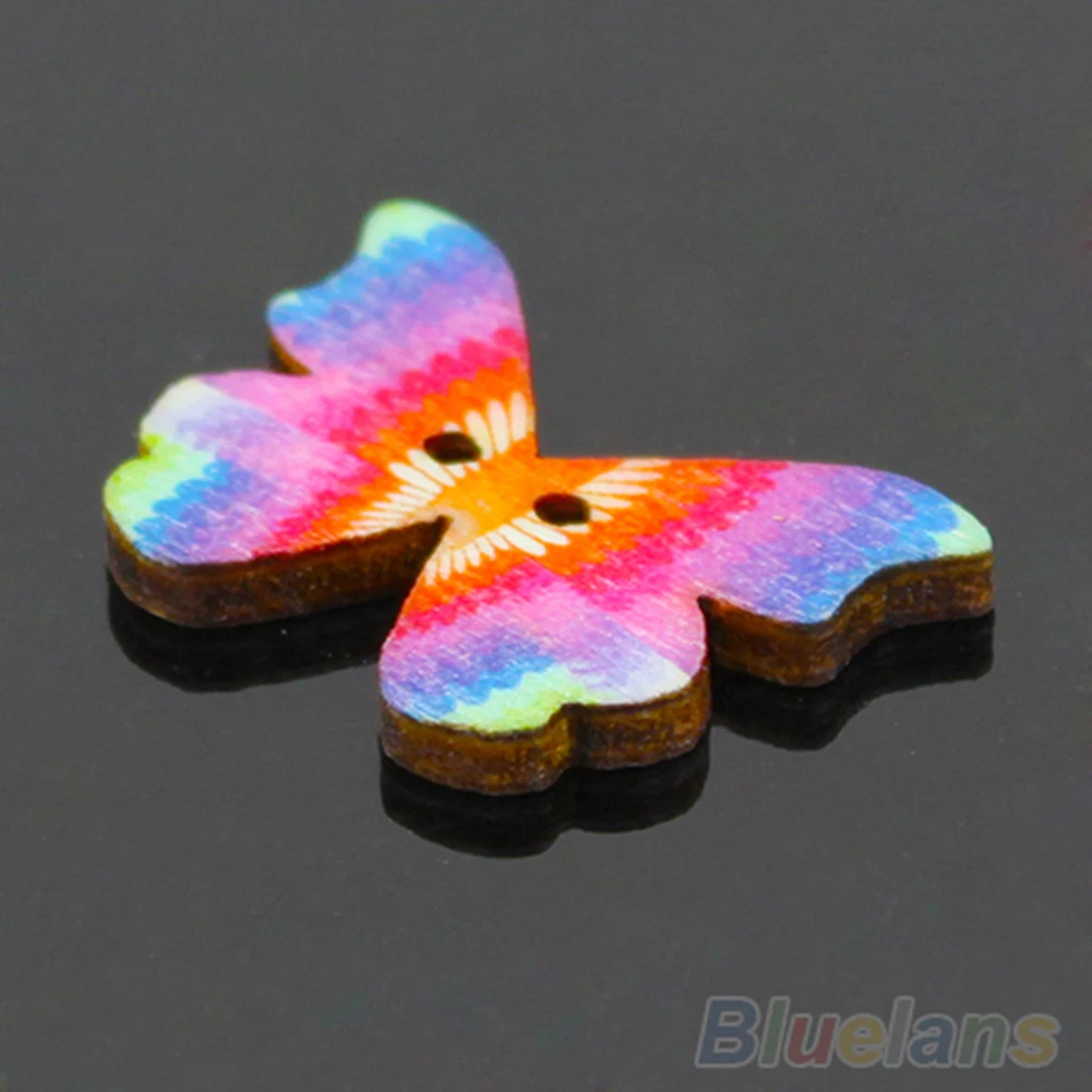 50 шт. деревянные пуговицы для шитья в форме бабочки с 2 отверстиями Детская Кнопка