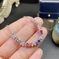 new natural colored sapphire bracelet 925 silver womens jewelry exquisitely crafted high quality colored sapphire luxurious