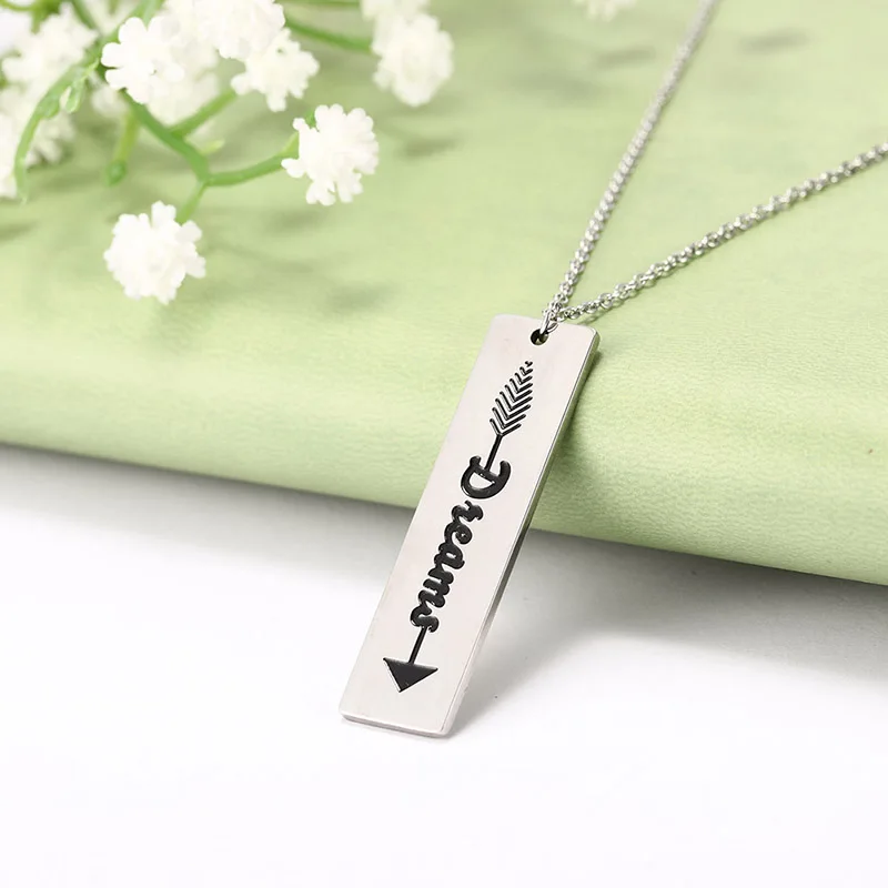 Unift классический Прямоугольный кулон из нержавеющей стали с резьбой вера мечта