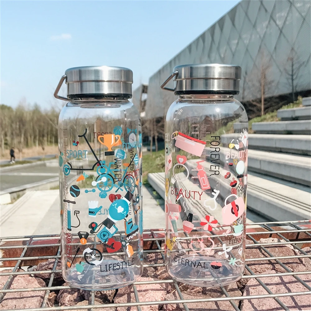 

1000ml Big Capacity Glass Water Drinking Bottles Sport Gym Water Bottle For Kids Girls School Office Travel Mug Coffee Tea Cup