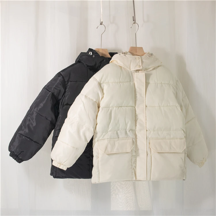 

2020 Autumn Winter Casual Solid Loose Cotton Padded Coat Warm Thickness Padded Outwear Jacket Women Large Fur Collar