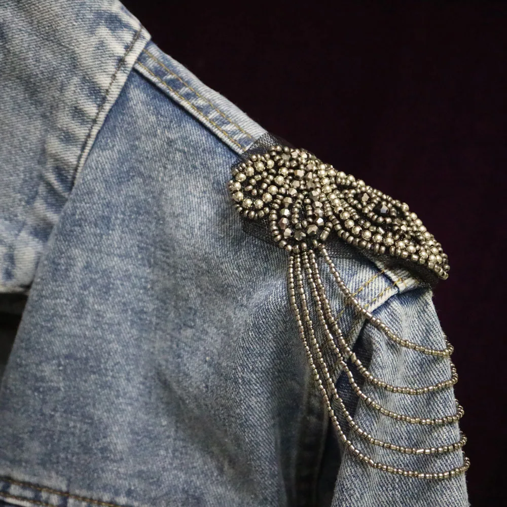 2 шт./компл. черного цвета с бахромой из бисера вышивка золотой нитью для одежды в