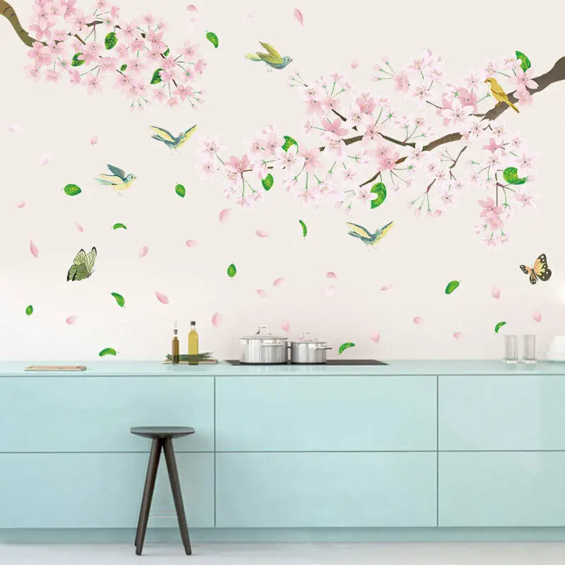 Delicate Cherry Blossom Wall Sticker Elegant Decals Mural Decor White Tree Branch Art Stickers D | Дом и сад