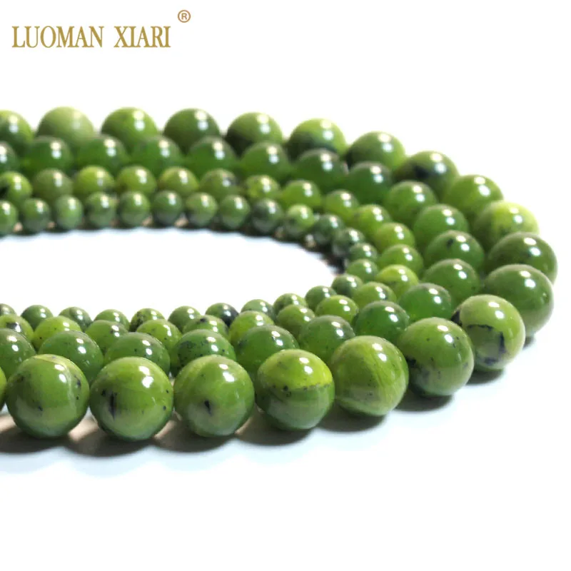 

Top AAA 100% Natural Green Jasper Jade Round Gemstone Beads from Canada For Jewelry Making DIY Bracelet Necklace 4/6/8/10/12MM