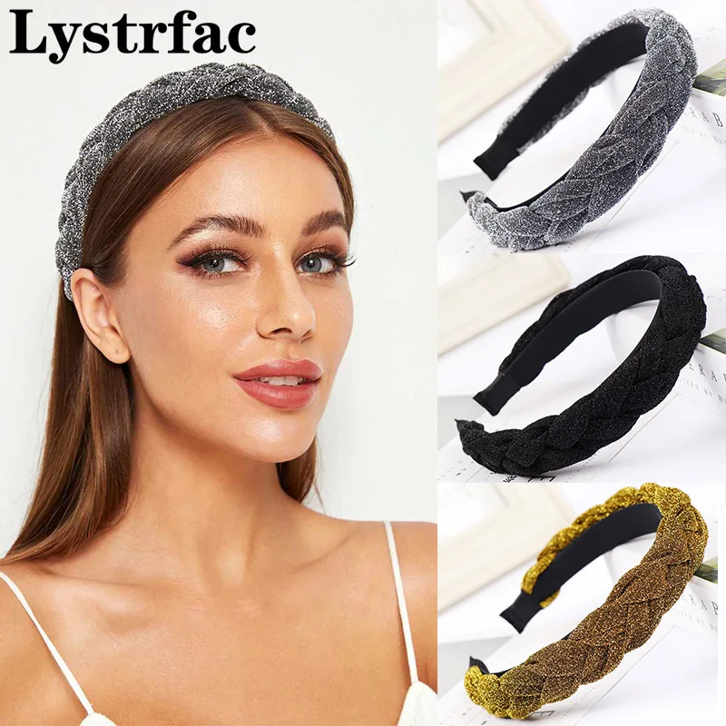 

Lystrfac Bright Line Padded Braid Hairband for Women Girls Wide Fashion Headband Hair Hoop for Ladies Hair Accessories