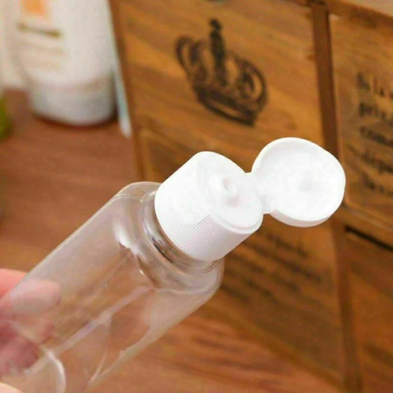 

10X100Ml Plastic Flip Clear Bottle Travel Lotion Liquid Shampoo Makeup Container