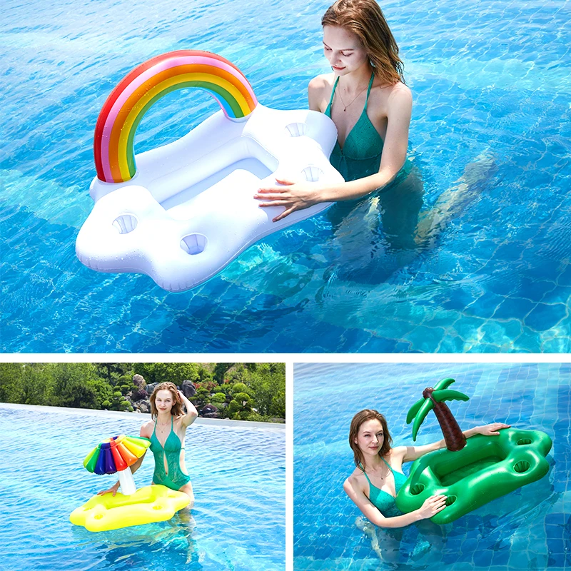 

Summer Rainbow Air Mattresses For Rainbow Cup Inflatable Drinks Cup Holder Pool Floats Bar Coasters Floatation Devices Pink