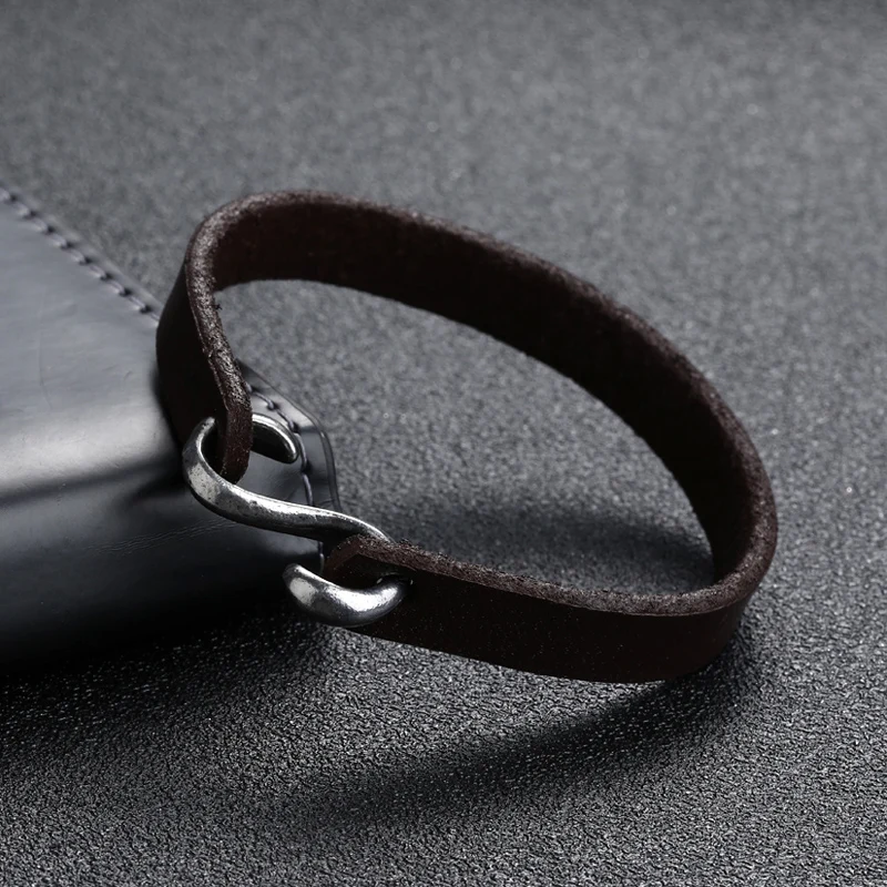мужской браслет черный / коричневый кожаный крючок браслет|Цепочки и браслеты| |