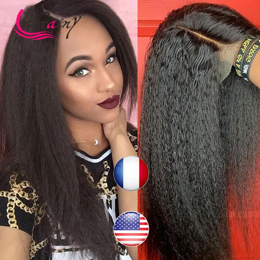 HD прозрачный кудрявые прямые Синтетические волосы на кружеве al парики 13x6 полный