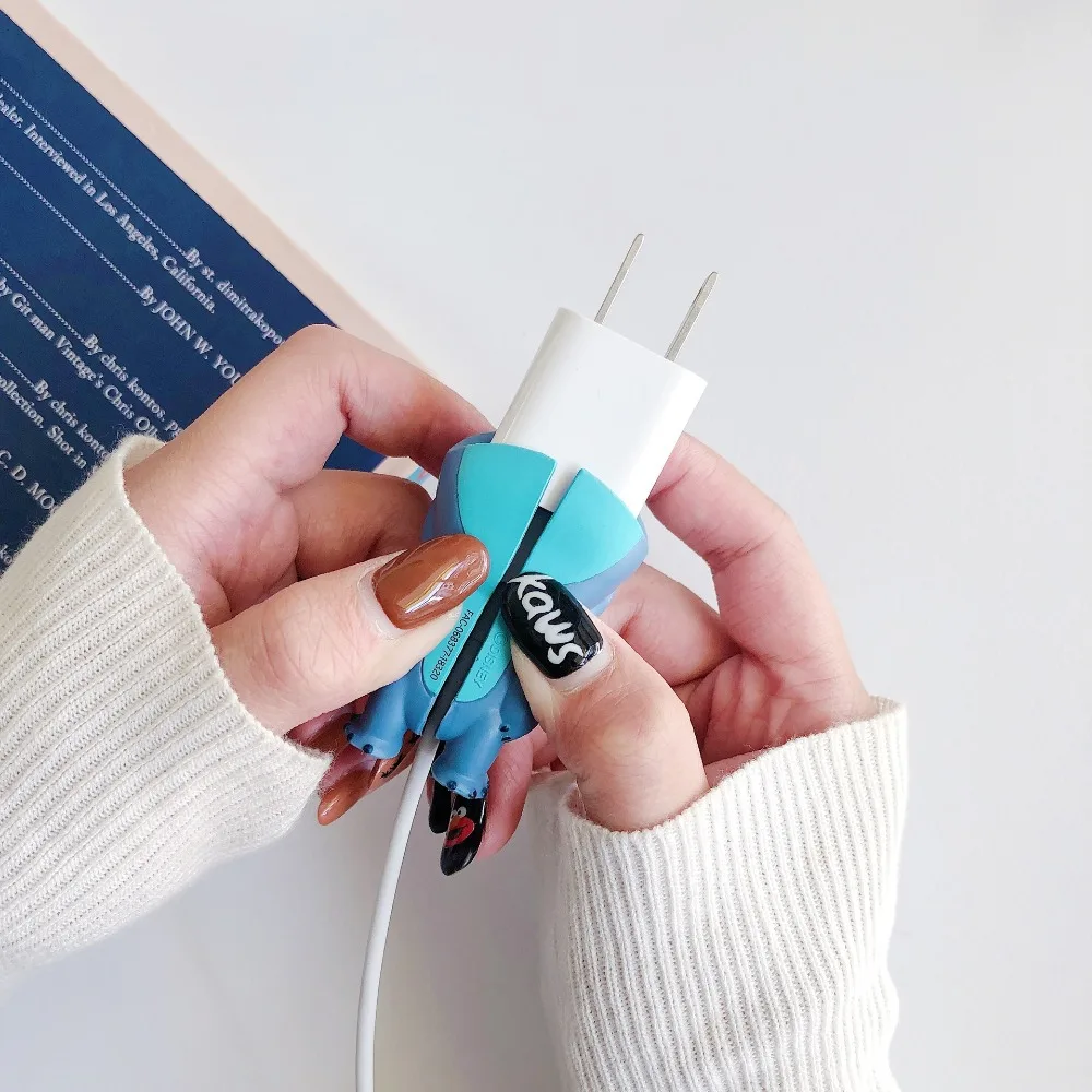 Аксессуар кабеля силиконовый держатель кабеля большой животное укус USB зарядное устройство Штекер кабель протектор для iphone 8 7 6 5 USB кабель защиты