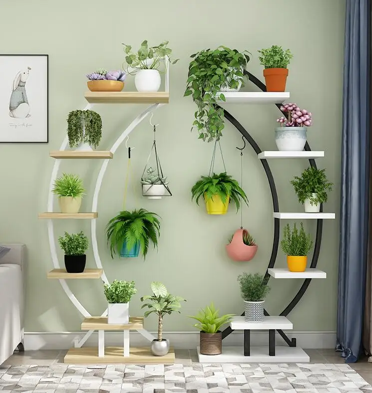 

Flower rack indoor living room balcony floor multi-layer flower pot rack windowsill hanging shelf next to TV