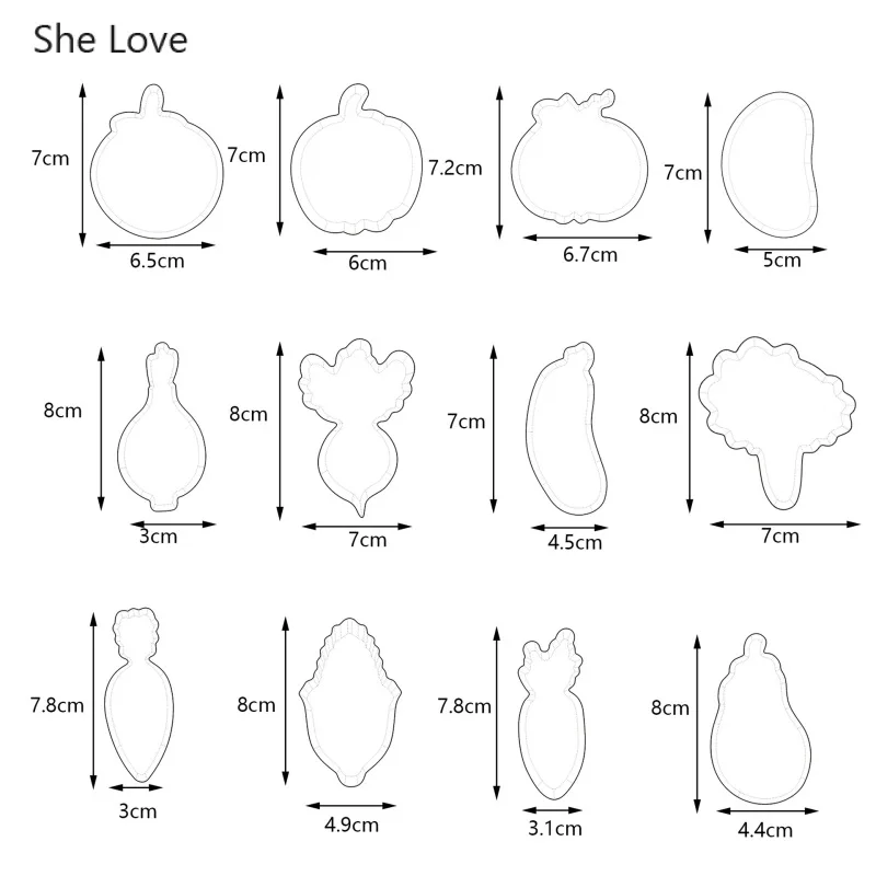 12 шт./лот овощерообразные формы из нержавеющей стали полимерная глина режущие