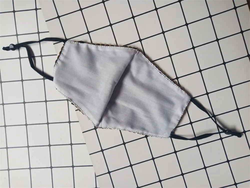 

10PCS Black Mouth Mask Glitter Rhinestone Faux Pearl Splice Embellished Dustproof Club Party Women Luxury Jewelry Face Cover