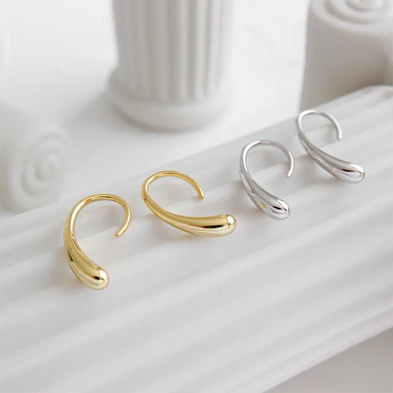 

Real 925 Sterling Silver Water Drop Stud Earrings For Women Minimalist Woman's Earings Fine Jewelry Gold Color Accessories
