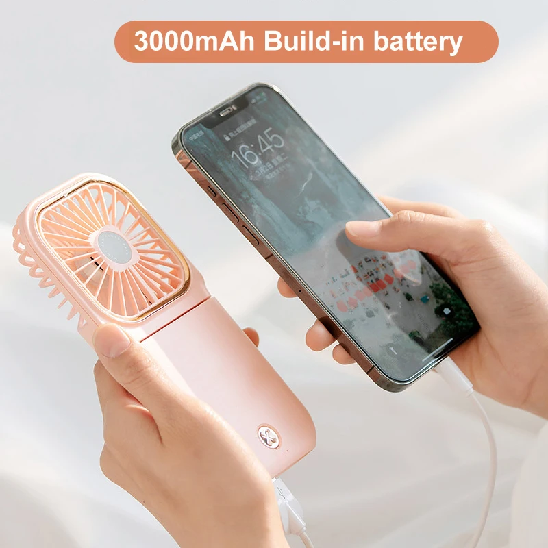 

Hanging Neck Fans Mini Portable Folding USB Small Fan Mute Power Bank Portable Handheld Desktop Multi Function Charge Fan