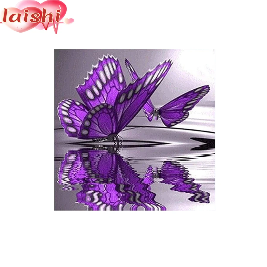

DIY 5D Diamond Painting Purple butterfly Cross Stitch Kits Full round drill Embroidery Mosaic Art Picture of Rhinestones Decor