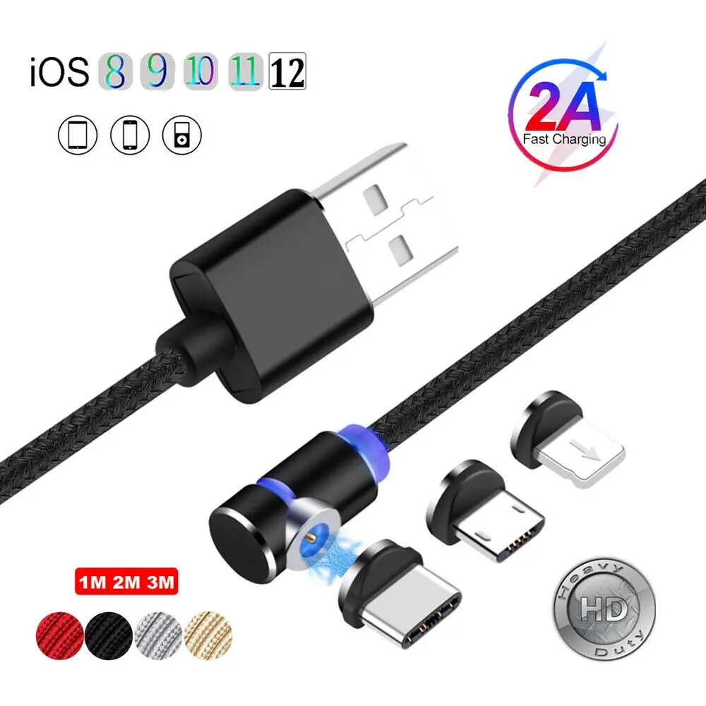 UGI 1 м 2 2A 360 ° L магнитный Micro usb type C быстрое зарядное устройство IOS Магнитный кабель