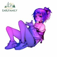 earlfamily 13cm for neon girl car bumper decal windows car stickers auto air conditioner waterproof anime camper van jdm rv
