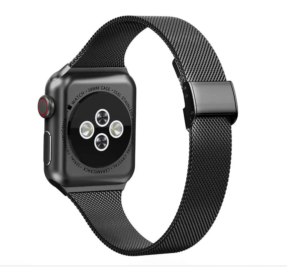 Серебряный ремешок для Apple Watch 5 Миланский Браслет 40 мм 44 i Phone 4 Series i Watch 2 3 1 полосы 38 мм 42 ремешок из нержавеющей стали