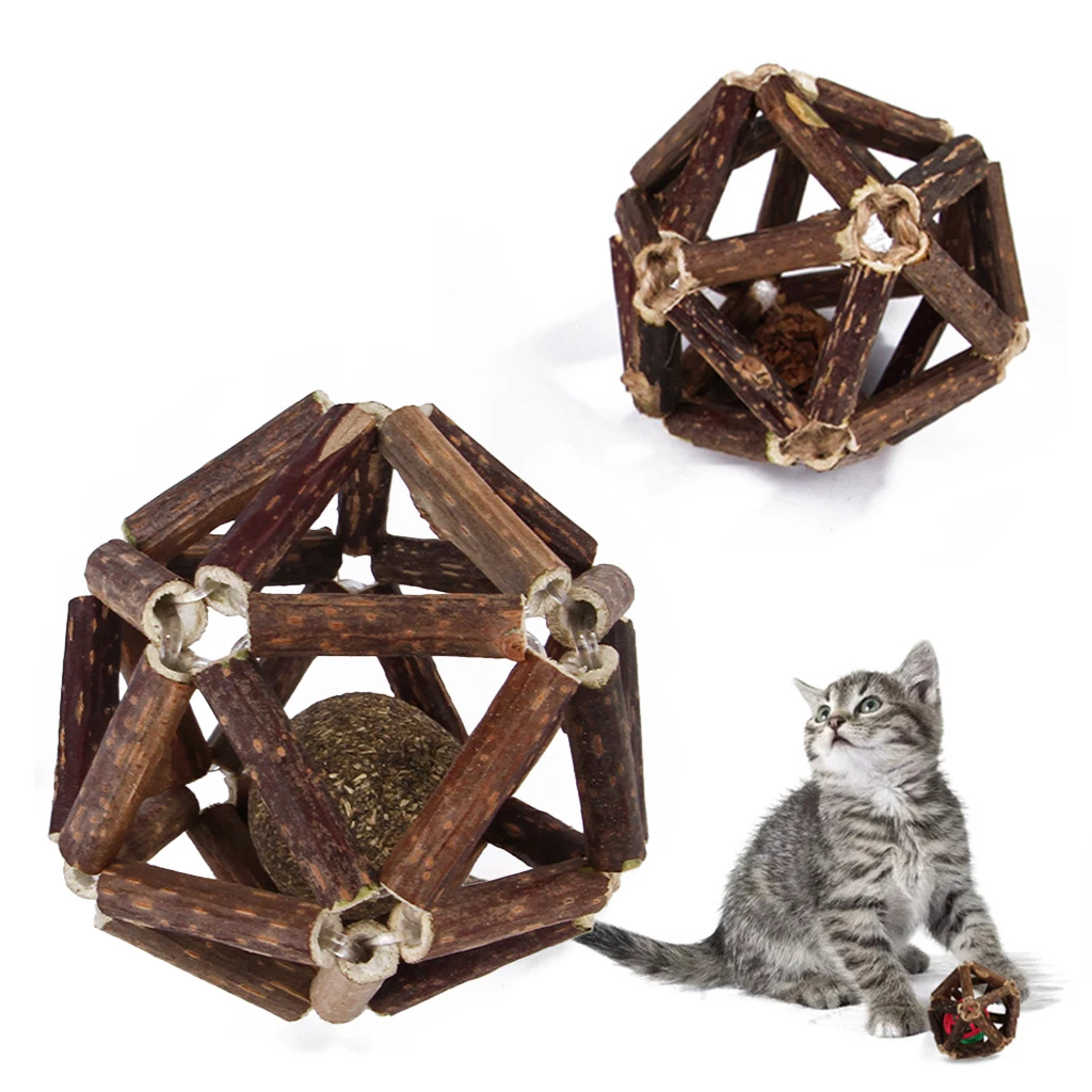 Игрушки для кошек натуральные шарики серебряной лозы чистки зубов палочки