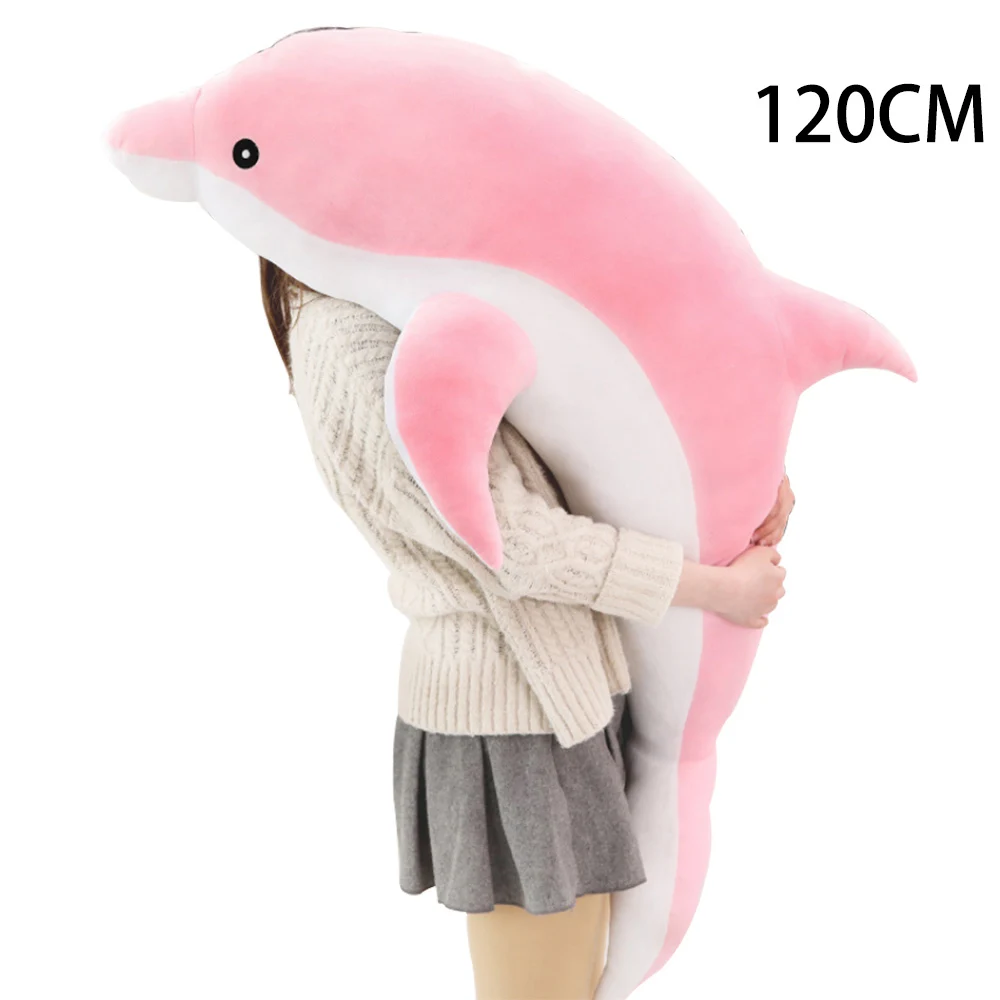 Pink 120CM Плюшевые игрушки для девочек детские Kawaii мягкие чучело дельфина куклы Животные ворс Подушка креативные детские игрушки Рождественский подарок - Цвет: Pink 120CM