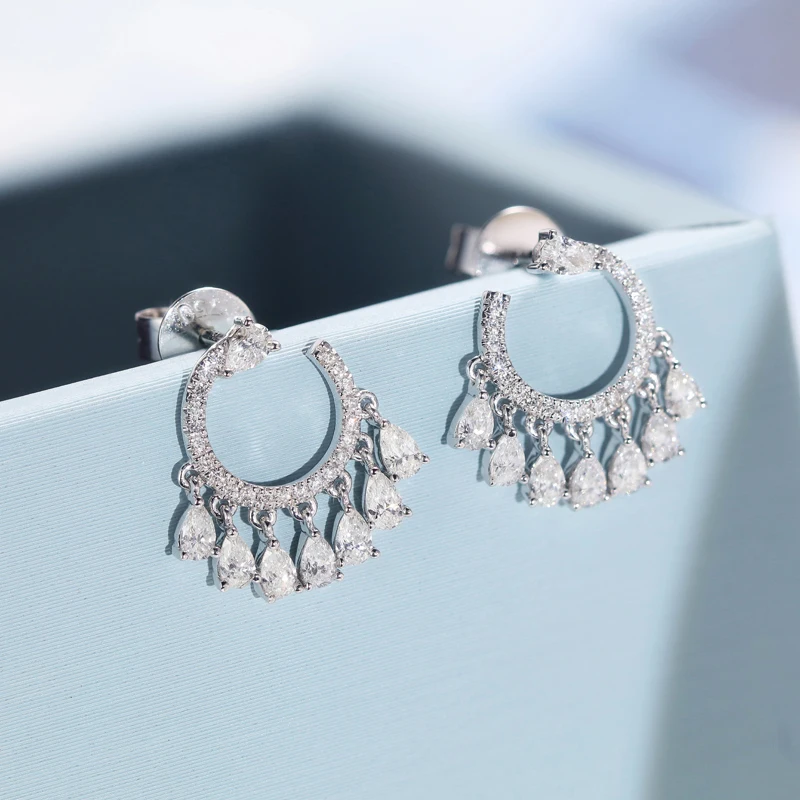 EDI роскошные золотые серьги-подвески с бриллиантами 14 к белое золото 0 58ctw G/SI