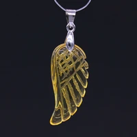 trendy beads popular silver plated natural yellow citrines crystal wing of angel pendant for anniversary jewelry