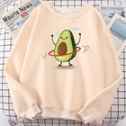 Теплый женский милый свитер с круглым вырезом и принтом авокадо с рисунком авокадо, женская флисовая одежда больших размеров, забавные толстовки с капюшоном, пуловер для женщин