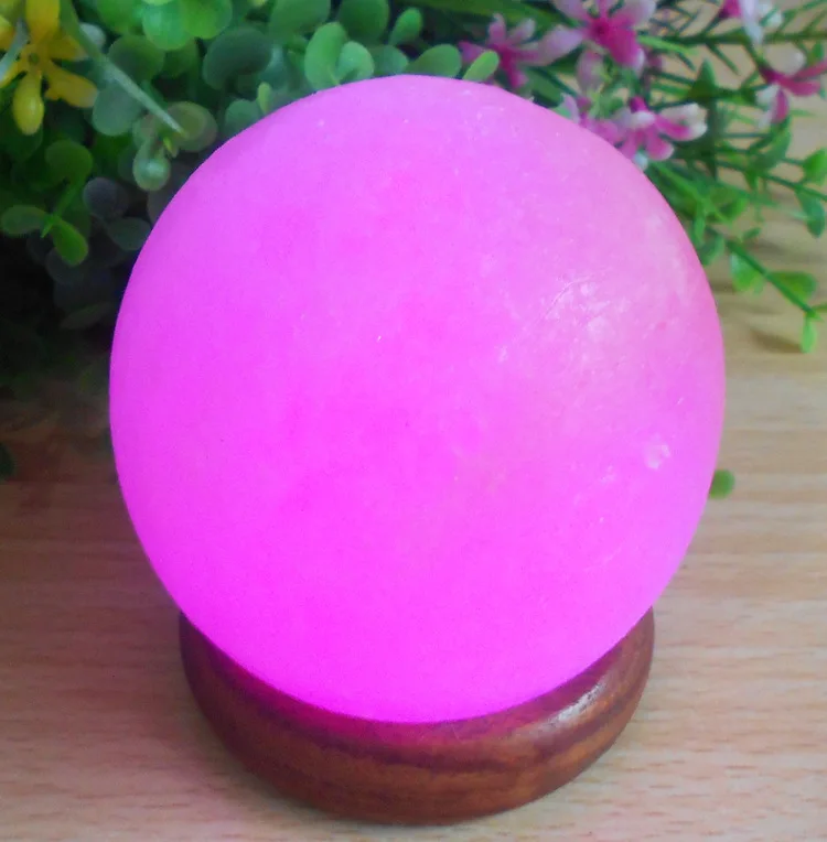 Ночник с питанием от USB сферическая соляная лампа на деревянной основе