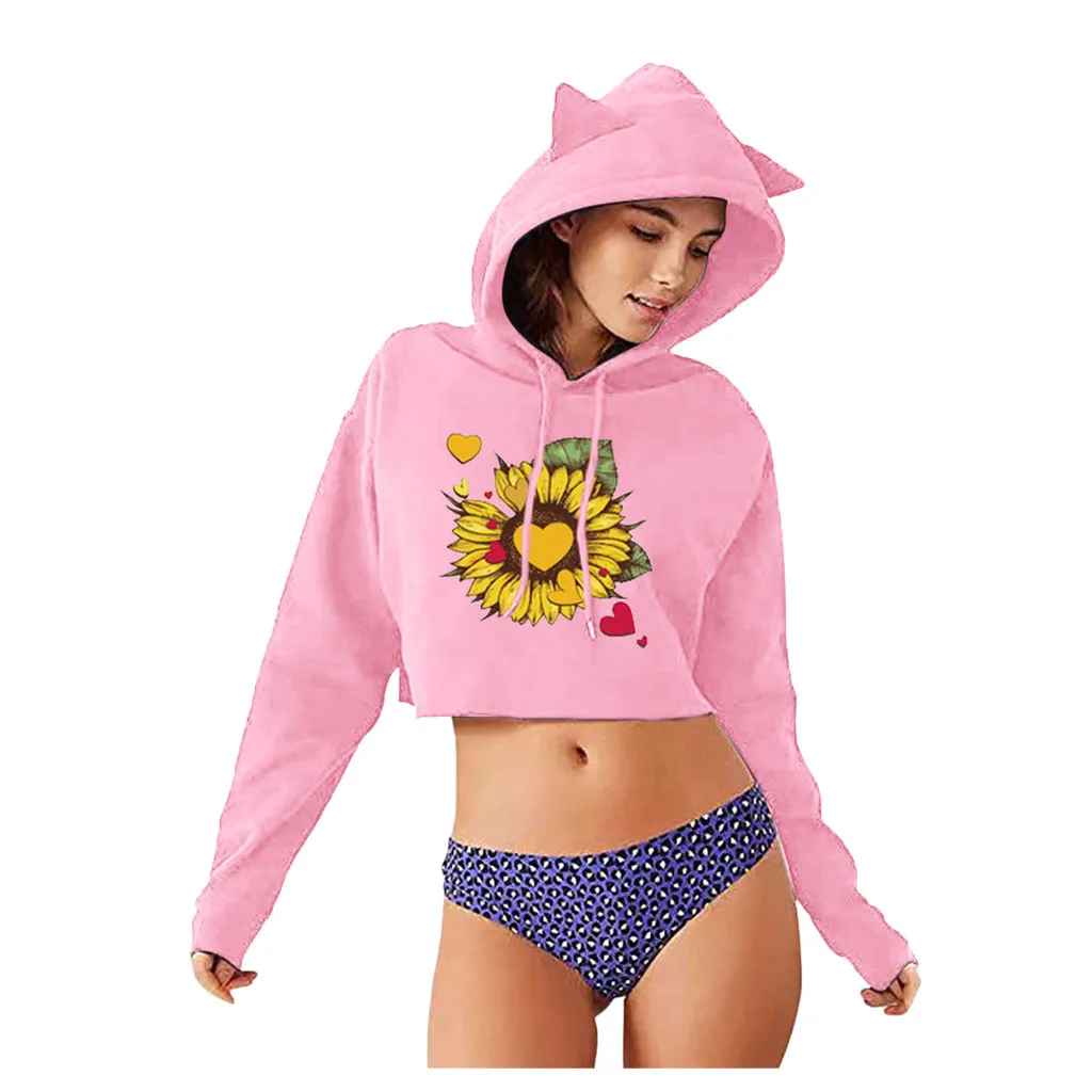 Лидер продаж Женская толстовка поясничные толстовки с принтом длинными рукавами