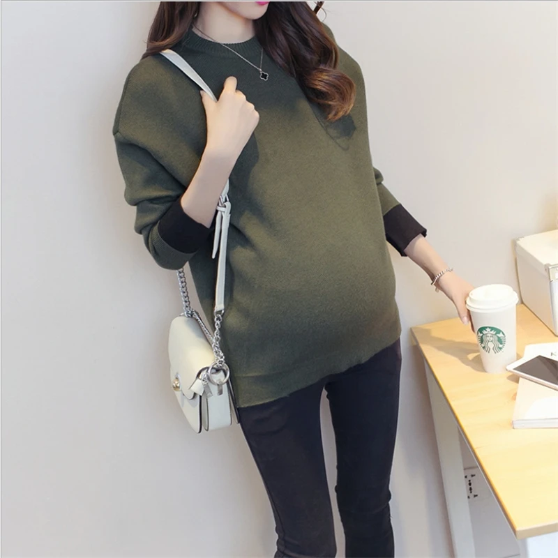 

Warm Leisure Knitting Maternity Sweater Maternity Clothing 2Colors Long Sleeve Pregnant Women Casual Maternity Sweater Pullover