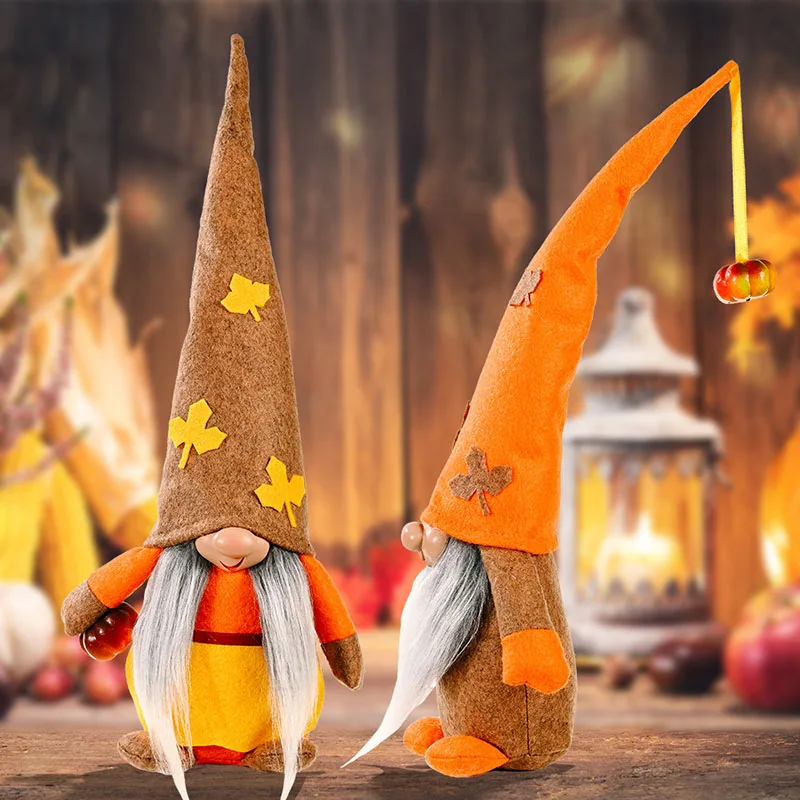 

Harvest Festival Children's Toy Pumpkin Maple Leaf Faceless Decoration Thanksgiving Day, Home Creative Art Cute Decoration
