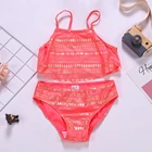 Купальник для девочек-подростков 3-14 лет, купальник из двух предметов для девочек, высококачественные детские бикини, Falbala, детские пляжные wear-ST184NEW