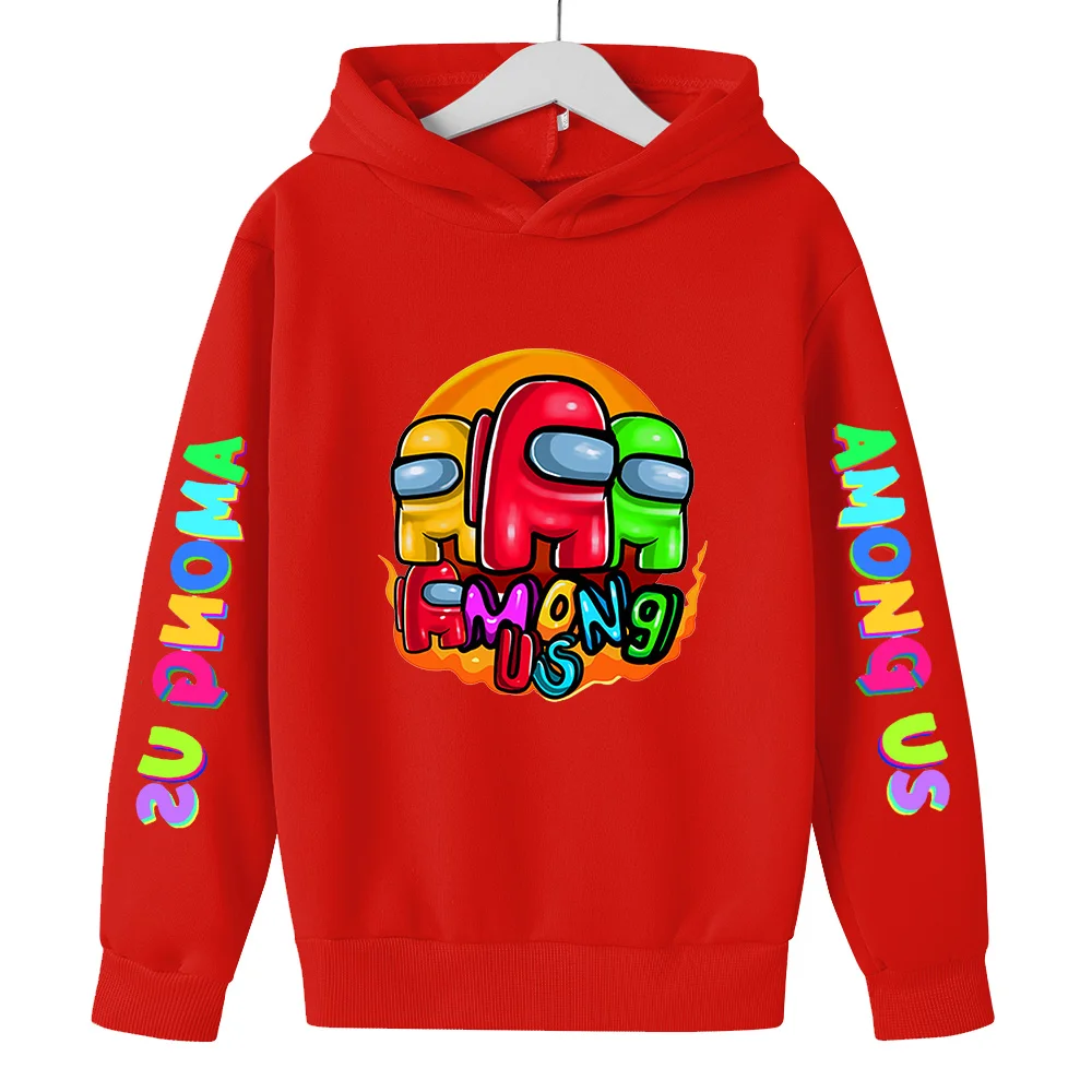 

4-14 Years Among Us Boys Hoodies Impostor 100% Cotton Streetwear 2021 Video Game kids Sweatshirt Girls Among Us Children Hoodie