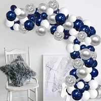 122pcsset navy blue balloon garland arch kit white silver balloons baby shower gir boy adult birthday party wedding decorations