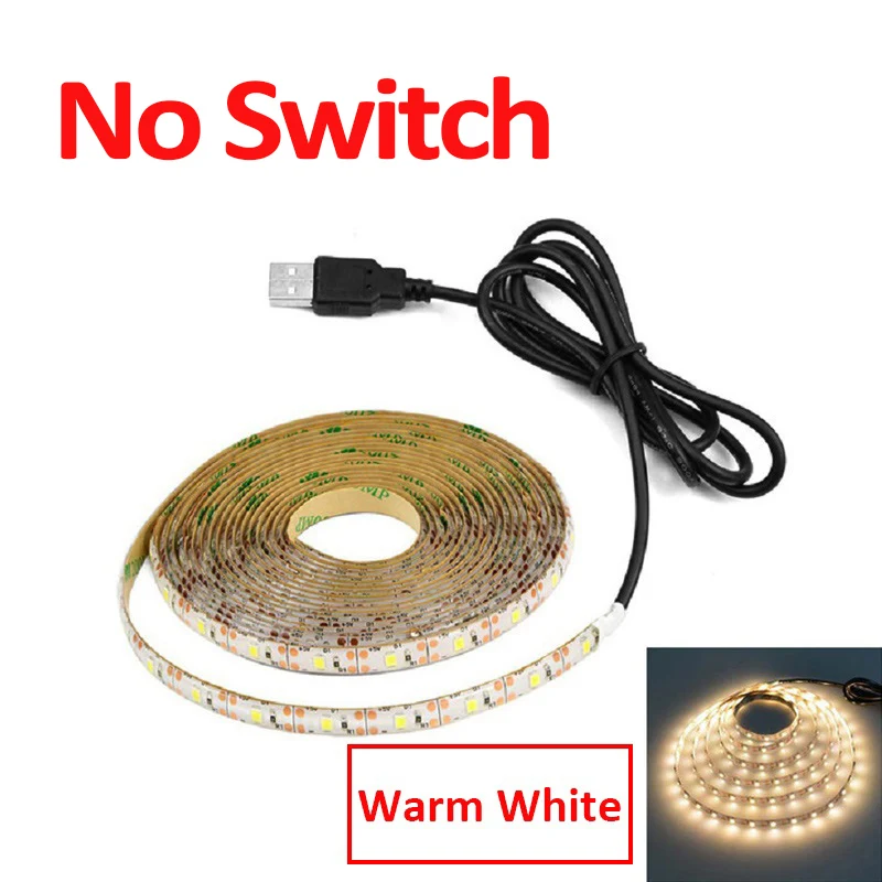 No Switch Warm Светильник под шкаф, ручной переключатель, USB светодиодный светильник Kithcen с датчиком движения, Ночной светильник для шкафа, светодиодный светильник для помещений - Цвет: No Switch Warm