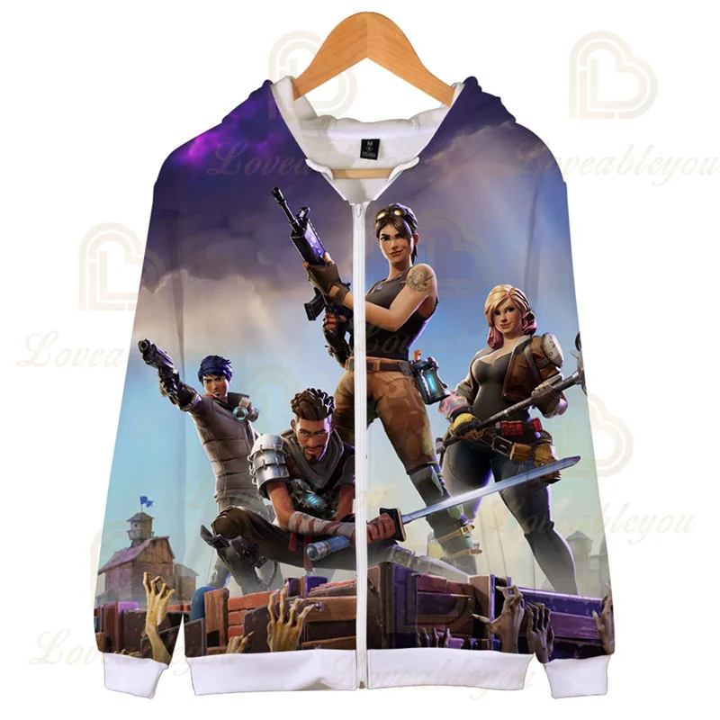

Fortnites Clothes Fortress Night Zip Sweatshirt Long Sleeves Children Teens Fall Clothes Boy Girls Battle Royale Graphic Shirts