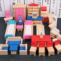 miniature furniture dolls house wooden dollhouse furniture sets pretend toys educational play house toys children girls gifts