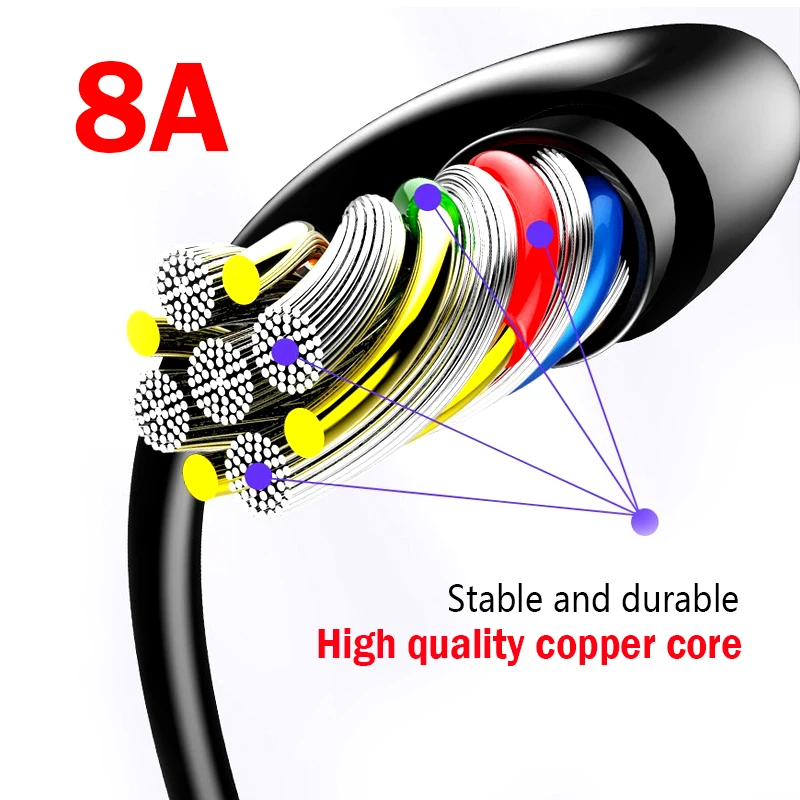 Быстрый зарядный кабель 1M USB зарядный кабель для передачи данных Микро мобильного телефона 8A Android Super Charger line для Xiaomi и Huawei.