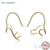 SILVERHOO 925 Sterling Silver Earrings 2021 Fashion kitten Design Luxury Brand Earrings For Women Hot Sale Engagement Gifts
