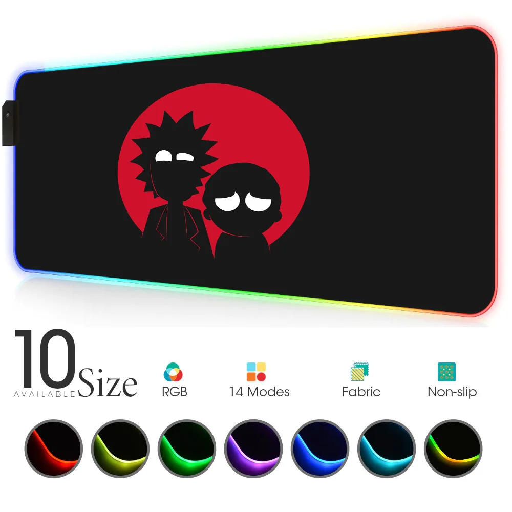 

RGB Mouse Pad Black and red morty Gamer Accessories Large LED big MousePad Gaming Desk Mats rick PC Desk Play Mat with Backlit