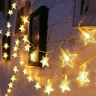 20 светодиодов, 2,5 м, Мерцающая гирлянда со звездами, гирлянда с питанием от USB, Рождественская лампа для праздника, рождевечерние НКИ, свадьбы, Декоративная гирлянда s